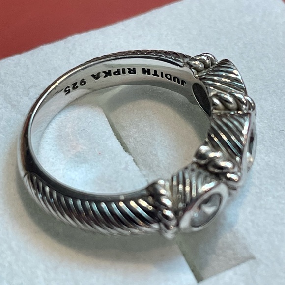 BOGO 1/2 off Judith Ripka Sterling 925 Size 7 Ring with 3 CZs- LIKE NEW - Picture 3 of 3